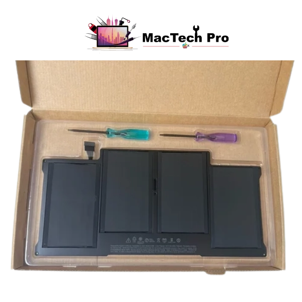 Fresh full-capacity A1466 battery fitted on an ESD-safe bench — MacTech Pro Dubai