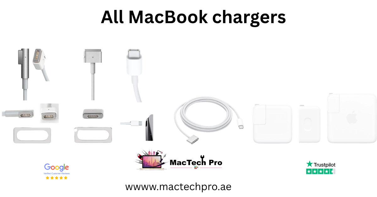 Original Apple MacBook chargers in Dubai — MagSafe 2, USB-C and MagSafe 3, free delivery