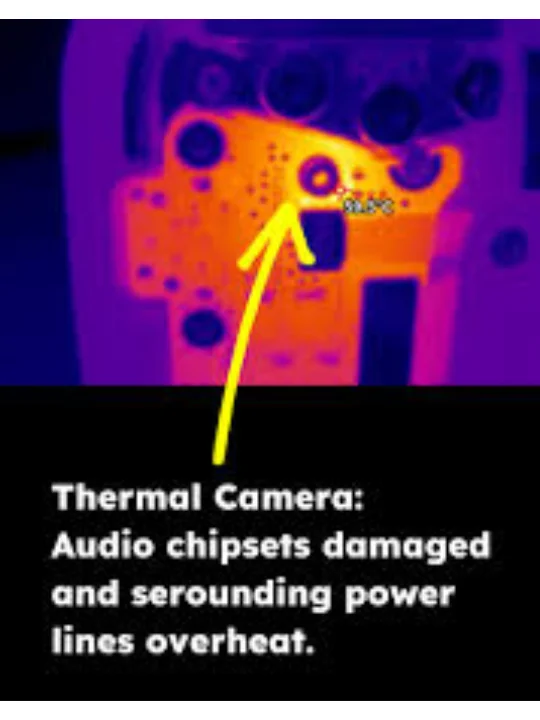 Thermal imaging camera finding a short on a MacBook logic board in Dubai — MacTech Pro