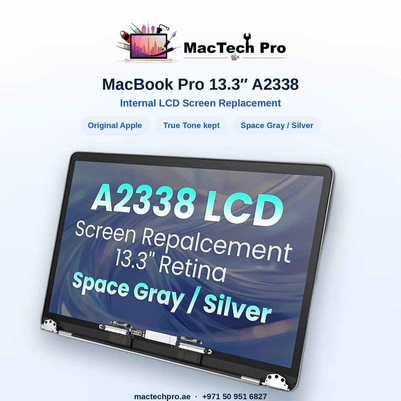Original Apple panel for the A2338 fitted and sealed with original adhesive tape - MacTech Pro Dubai