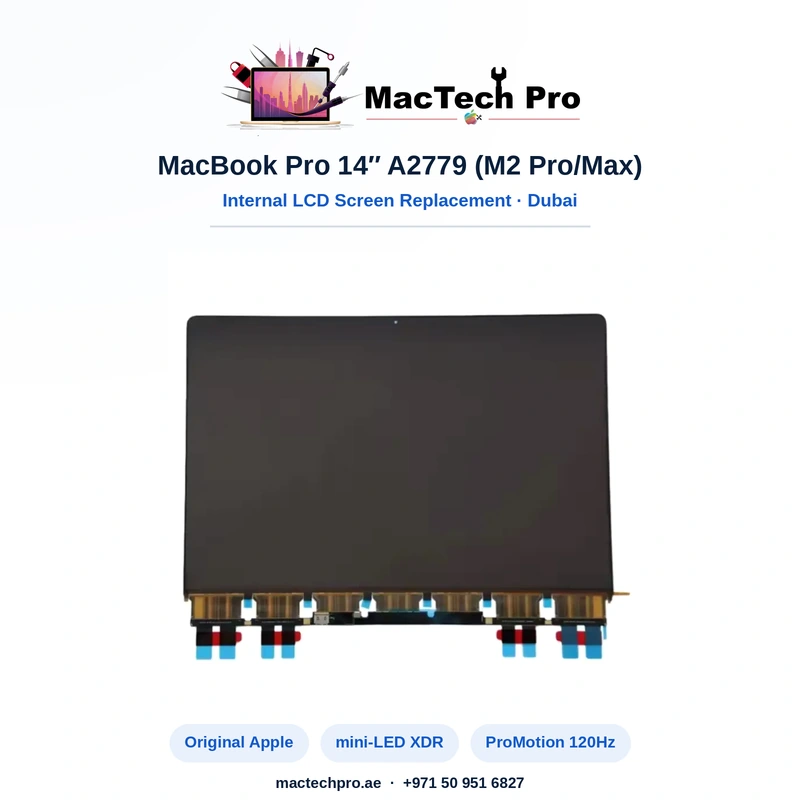 Original Apple panel for the A2779 fitted and sealed with original adhesive tape - MacTech Pro Dubai