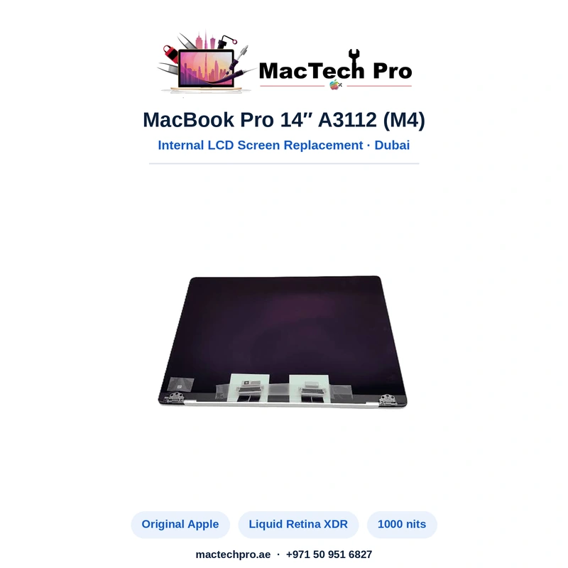 Original Apple panel for the A3112 fitted and sealed with original adhesive tape - MacTech Pro Dubai