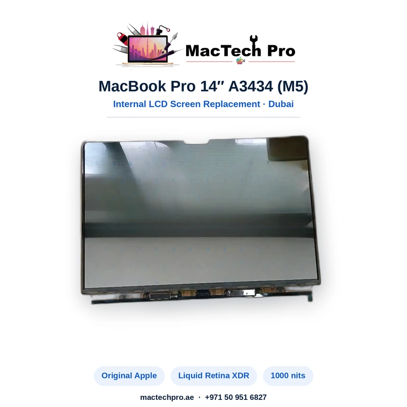 Original Apple panel for the A3434 fitted and sealed with original adhesive tape - MacTech Pro Dubai