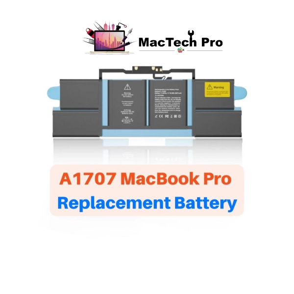 Fresh full-capacity A1707 battery fitted on an ESD-safe bench — MacTech Pro Dubai