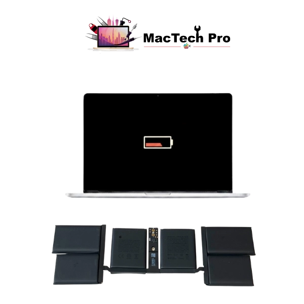 Fresh full-capacity A3403 battery fitted on an ESD-safe bench — MacTech Pro Dubai