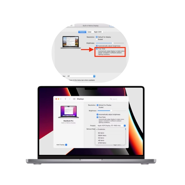 True Tone and ProMotion calibration via Apple AST 2 after MacBook screen repair in Dubai — MacTech Pro